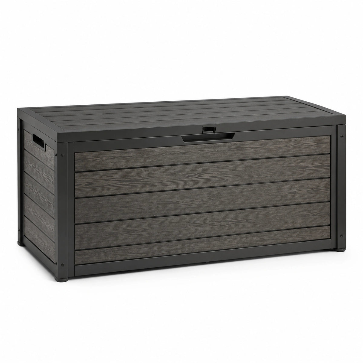Baúl de jardín de aluminio y madera compuesta resistente