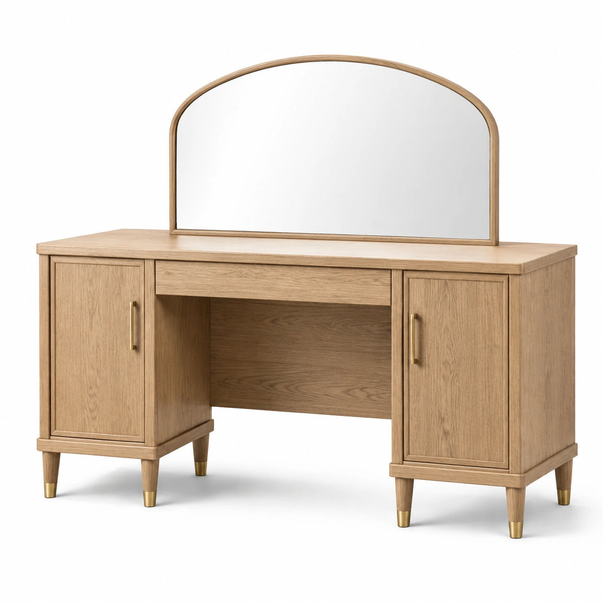 Tocador de Madera de Roble con Espejo y Puertas