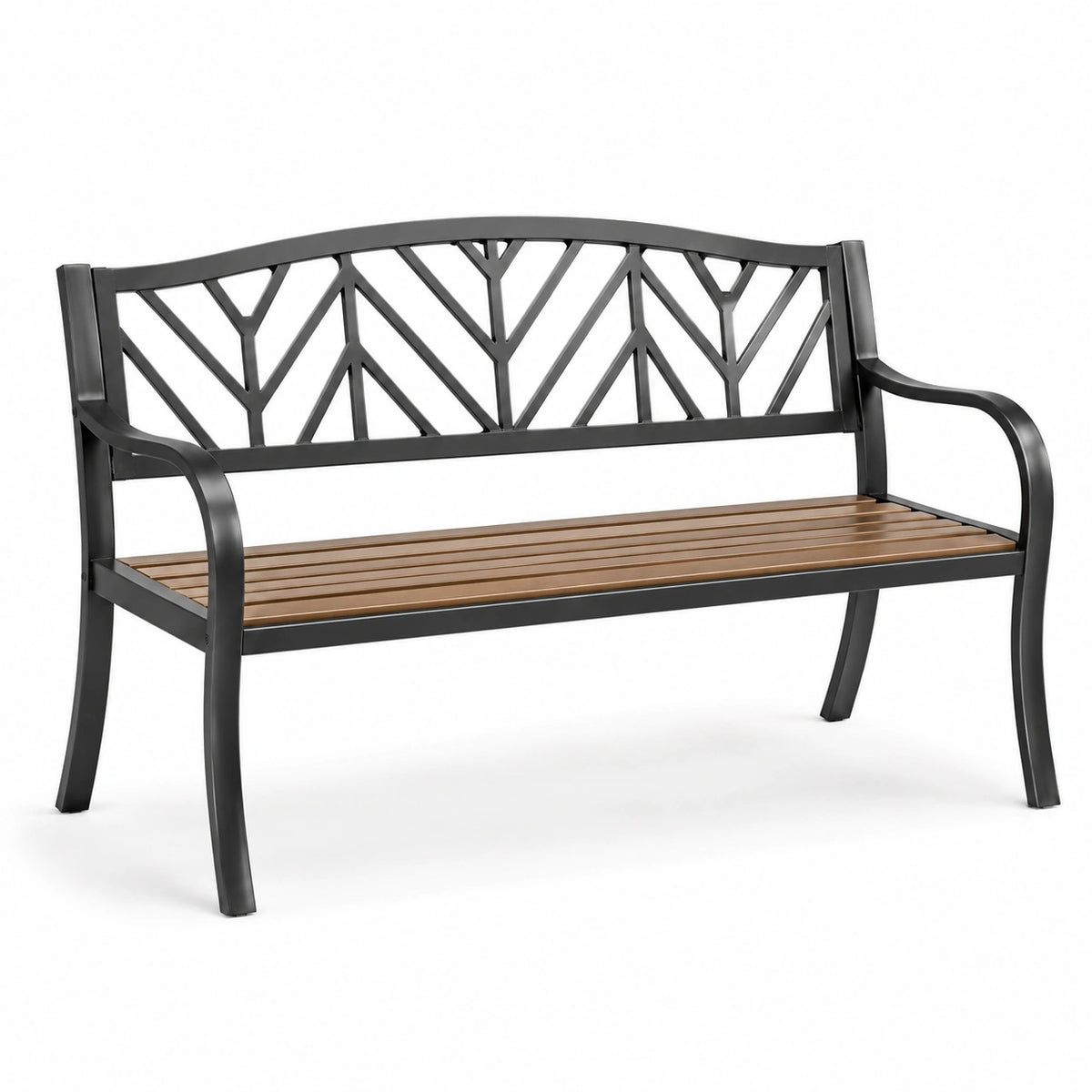 Banco de metal y madera de acacia para exteriores 127x60x85 cm negro/marrón