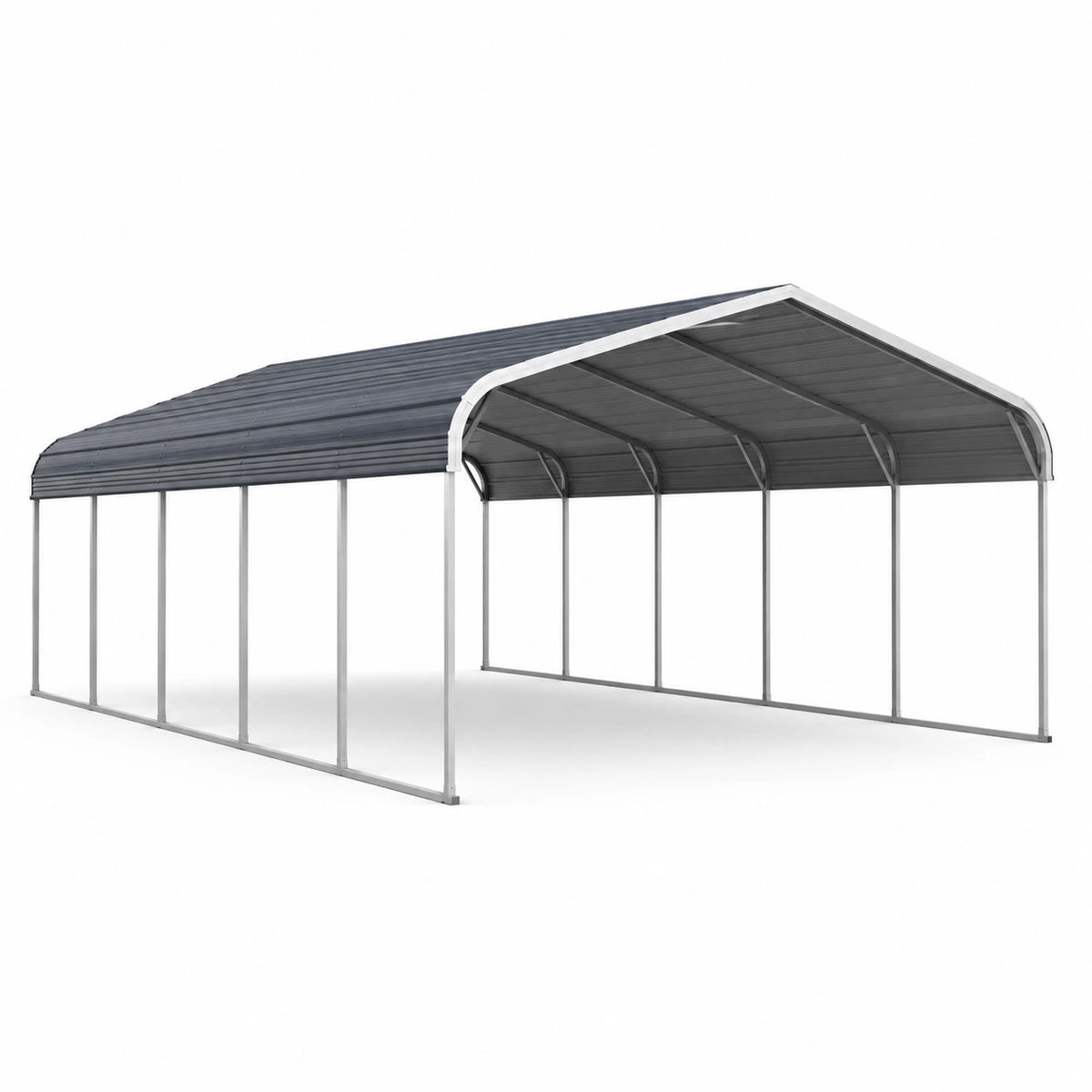 Cochera de acero galvanizado gris y plata 300x600x280 cm
